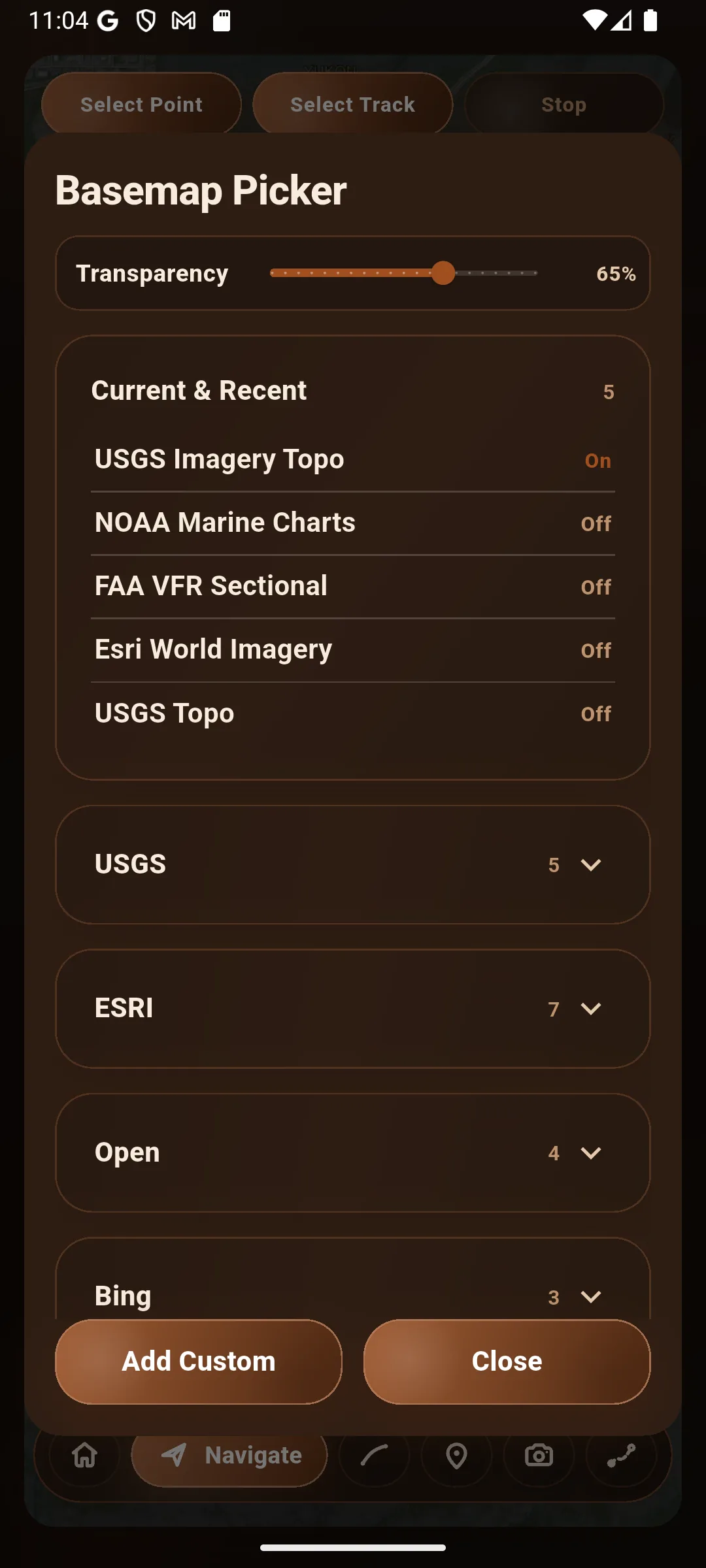Basemap picker for map background control