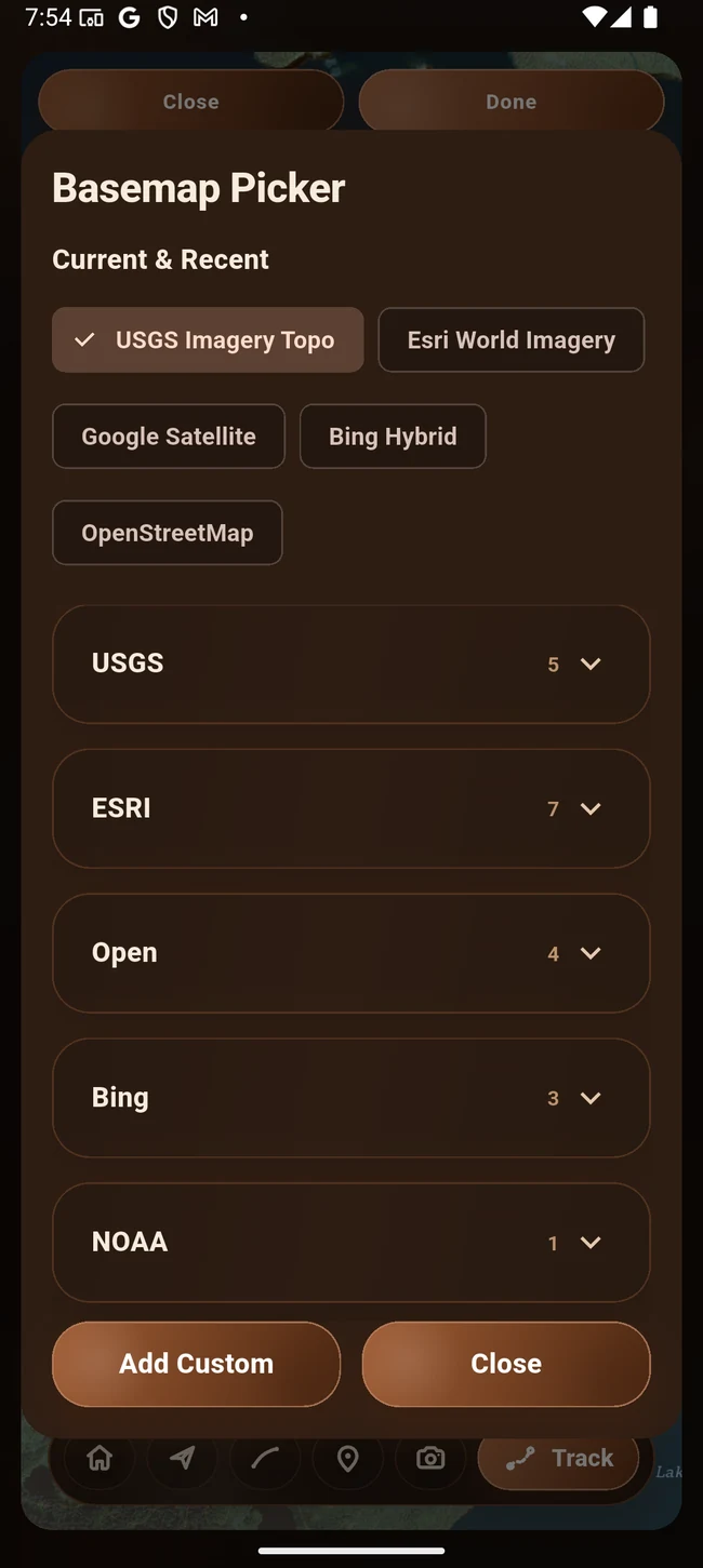 Basemap picker for map background control