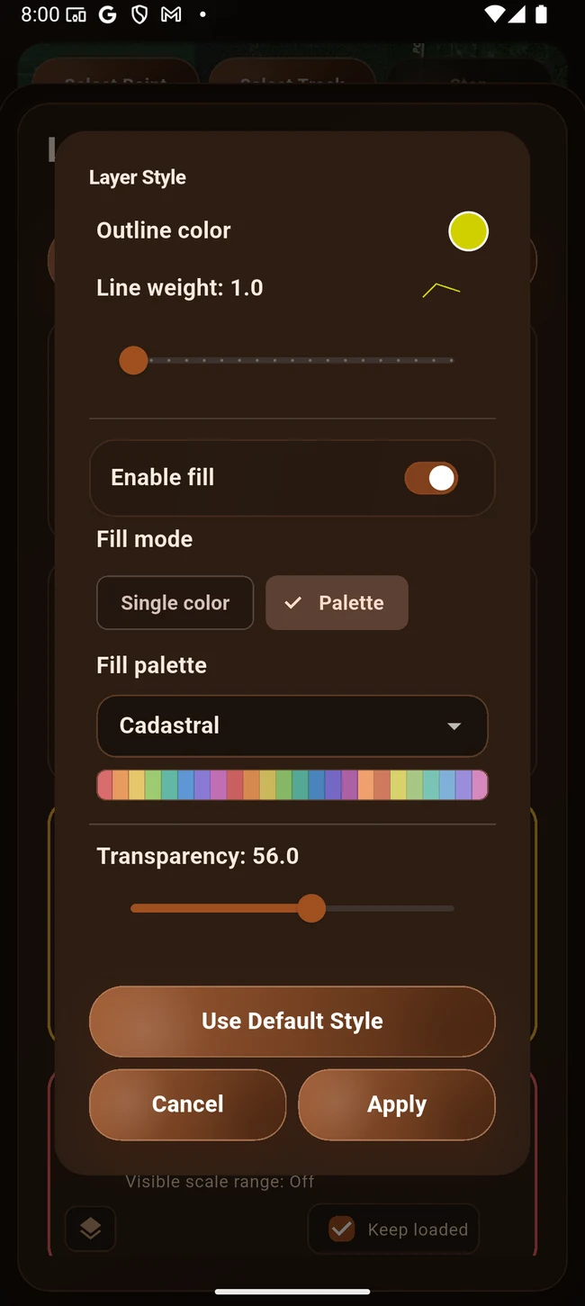 Layer style controls for polygon display