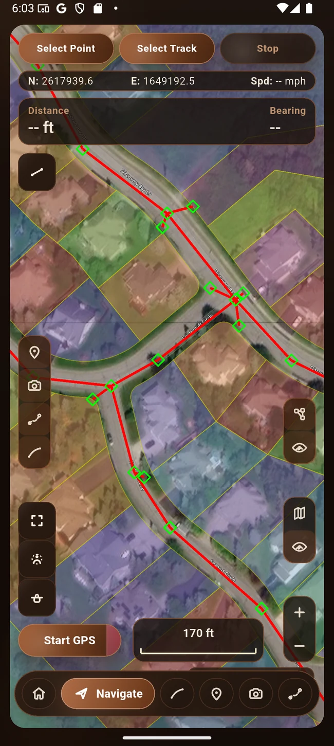 Navigation map with project context and controls