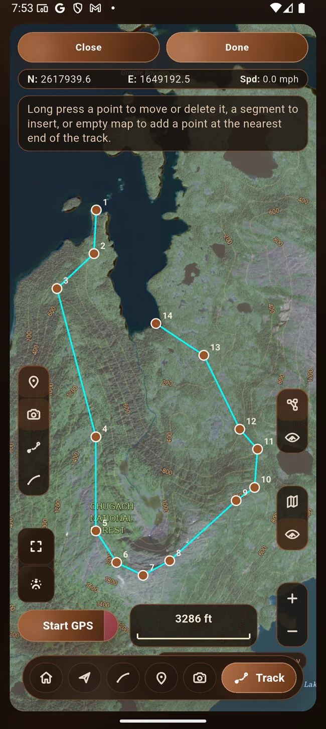Create and review a track from the map